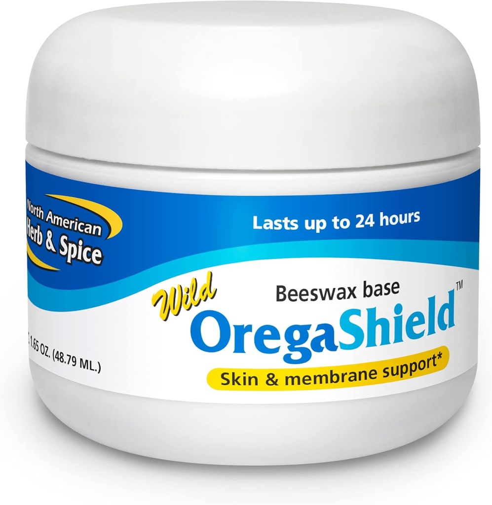 NORTH AMERICAN HERB & SPICE OregaShield - 2 oz - Skin & Membrane Support - Wild Spice Olies in a Beeswax Base - varer op til 24 timer - Non-GMO