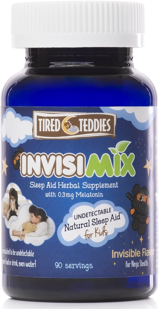 InvisiMix Low Dose Melatonin 300 mcg - Tasteless Textureless Powder Liquid Mix-in for Kids Ages 2+, 90 Servings