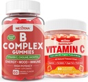 2 Pack Vitamin B Complex Gummies med 2000 mcg Methyl B12, Methyl Folate + 1 Pack Hel Food Vitamin C Gummies