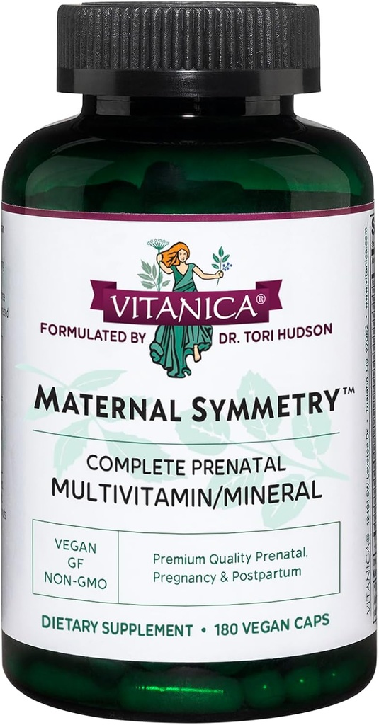 Vitanica Maternal Symmetri, Prenatal og Postnatal Vitaminer, Vegan, 180 Kapsler