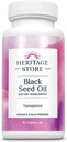 HERITAGE STORE Black Seed Oil Liquid Capsules 650mg, Nigella Sativa Oil Supplement with Thymoquinone, Omega 3 6 9, Antioxidant, Cholesterol, Digestive, Joint & Immune Support*, Vegan, 45 Serv, 90ct