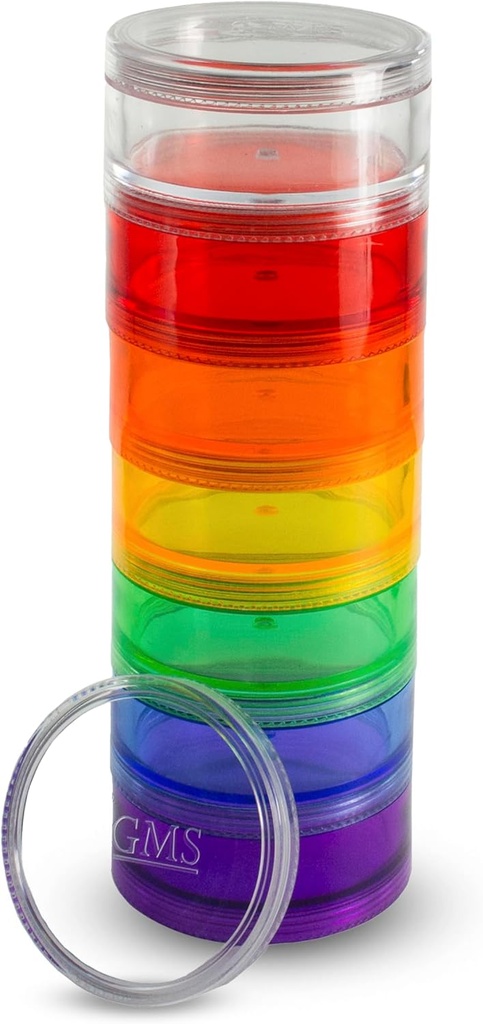 7 dages medicin pille Organizer - Stakbar pille boks - Fits små & store tabletter & vitamin kosttilskud - Hold din daglige medicin organiseret på ét sted - Stor - Rainbow