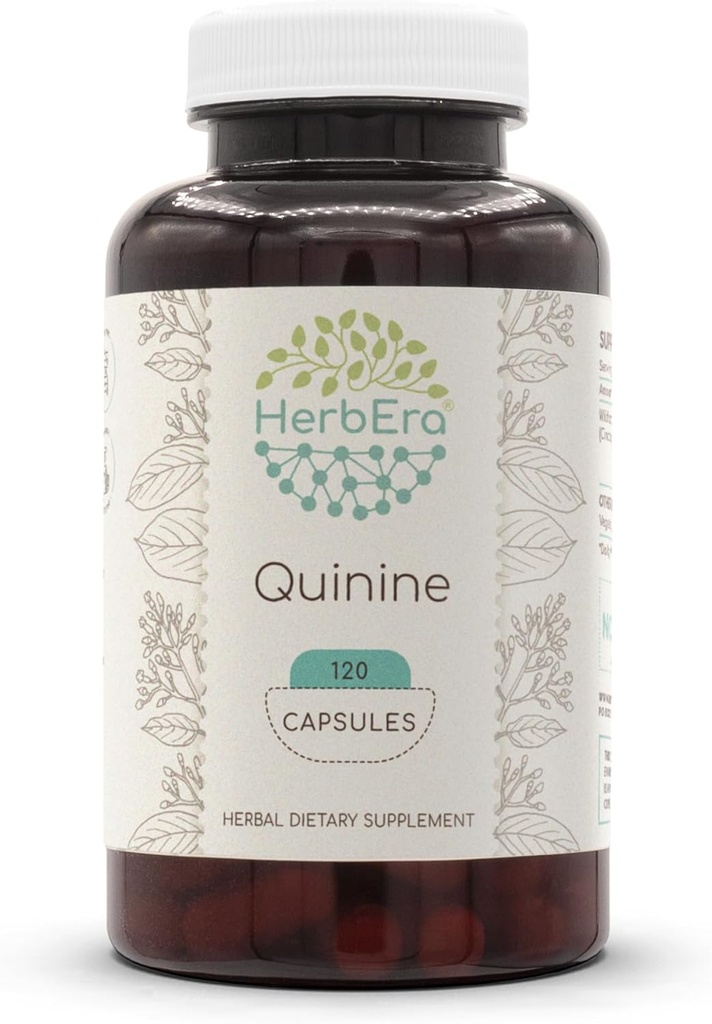 HerbEra Quinine 120 Kapsler, 1000 mg, Wildcrafted Quinine (Cinchona officinalis) Tørret Bark (120 Kapsler)