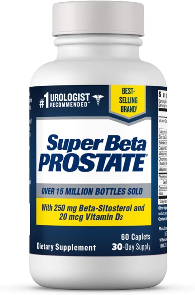 SUPER BETA PROSTATE Support for Men 's Health - Reducer badeværelse Trips, Promote Sleep, Bedre Bstige Tømning og sund prostata, Beta sitosterol - 60 Greve (pakke med 1)