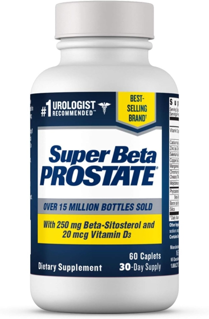 SUPER BETA PROSTATE Support for Men 's Health - Reducer badeværelse Trips, Promote Sleep, Bedre Bstige Tømning og sund prostata, Beta sitosterol - 60 Greve (pakke med 1)