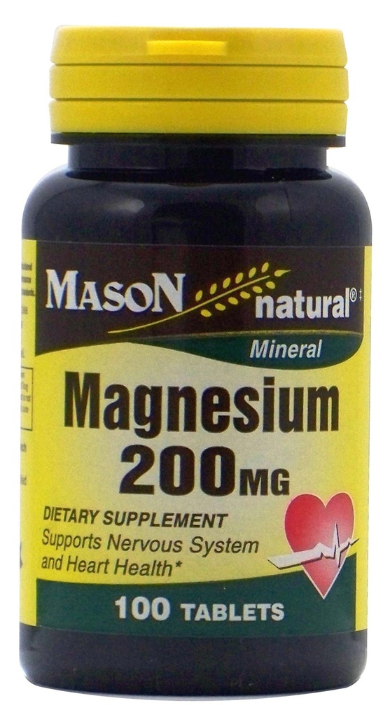 Mason Vitaminer Magnesium 200 mg Tablets, 100 Count