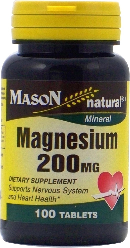 Mason Vitaminer Magnesium 200 mg Tablets, 100 Count