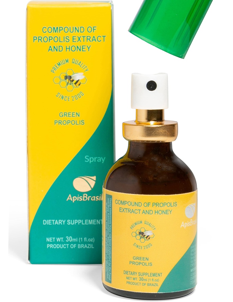 Brasilien Green Bee Propolis Spray (30ml) - Naturlig immunforsvar - Sore Throat Relief - Premium kvalitet - pakke med 1 stk.