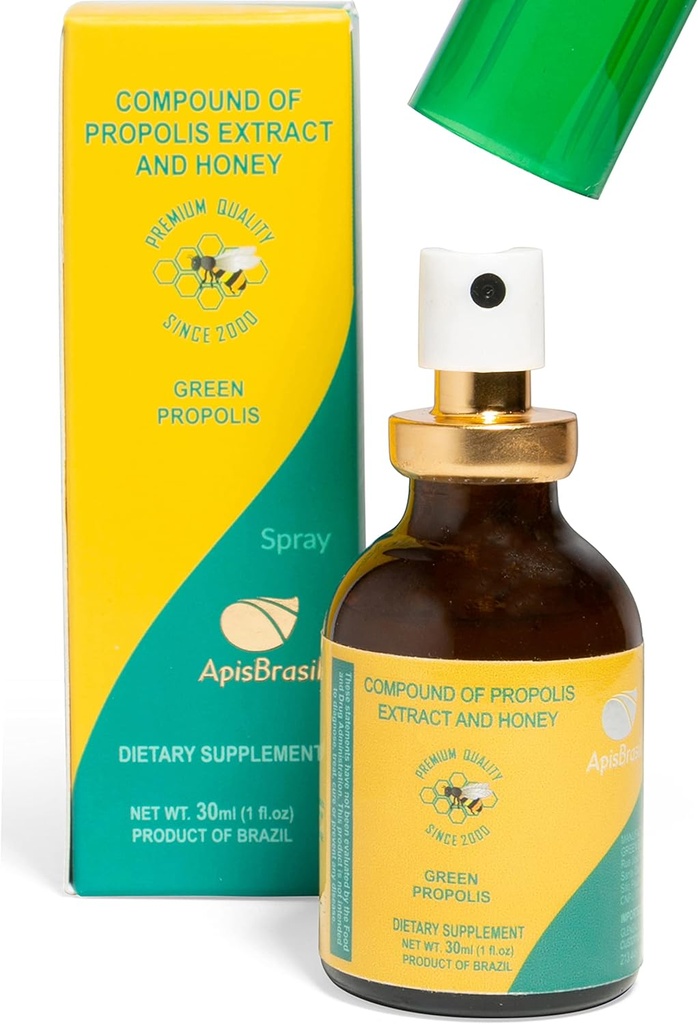 Brasilien Green Bee Propolis Spray (30ml) - Naturlig immunforsvar - Sore Throat Relief - Premium kvalitet - pakke med 1 stk.