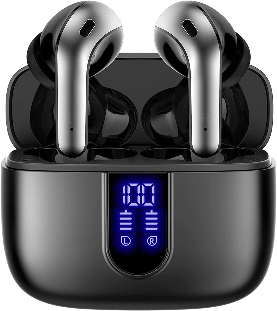 TAGRY Bluetooth hovedtelefoner True Trådløse Earknopper 60H Playback LED Power Display Earphones med Trådløs opladning sag IPX5 Vandtæt in- Øre Øre knopper med Mic til TV Smart Phone Laptop Computer Sport