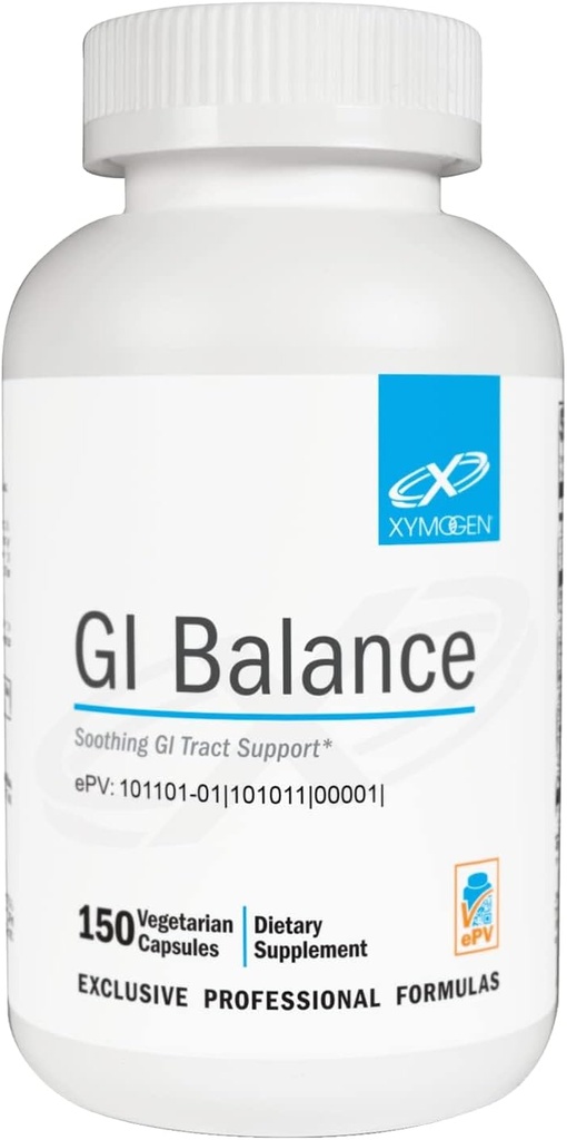 XYMOGEN GI Balance - Lindrende GI Tract Support med Marshmallow Root, Licorice, Quercetin, Zink L- Carnosine, Aloe, Gastric Mucin - Understøtter Gut Health + sund tarm funktion (150 kapsler)