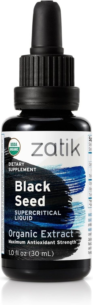 Zatik Naturals - Organic Black Seed Full Spectrum Supercritical Liquid Extract, Maksimum Antioxydant Strenght, 1 Fl Oz