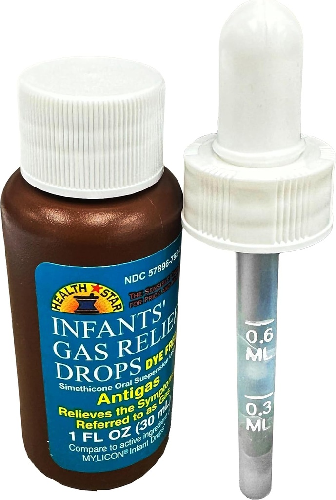 GeriCare Infants 'Gas Relief Drops Simeticone Drops for Infants, Relieves Mavesmerter, Safe & Gentle 20mg Drops, Child Anti- Gas 1 Fl Oz (pakke med 4)