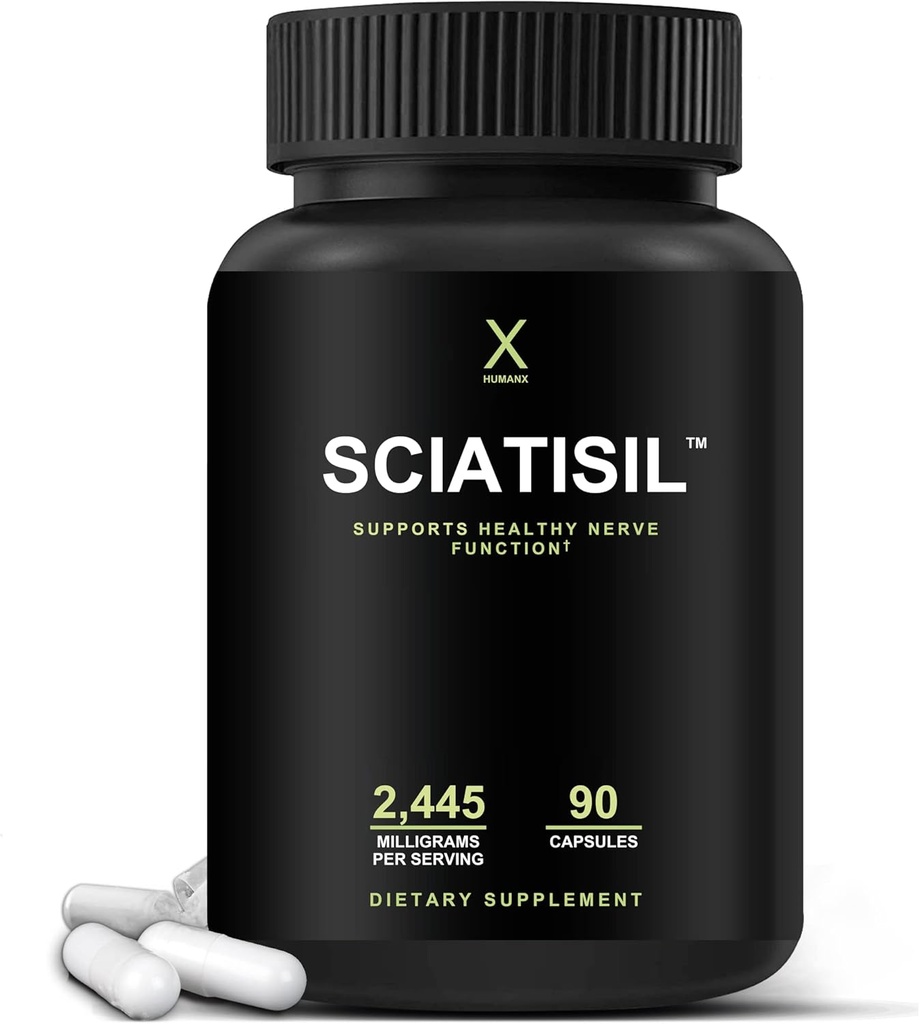 HUMANX Sciatica Focused Formel - Nerve Support with Stabilized R- Lipoic Acid for Extra Strength - Vitaminer fremme sund ryg, HIPS, ben, fødder - Neuropati kosttilskud - Sciatisil