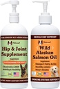 Natural Dog Company 32 oz. Bundle med Wild Alaska Salmon Oil og flydende glucosamin til hunde, Fish Oil supplement, Joint og Hip Support