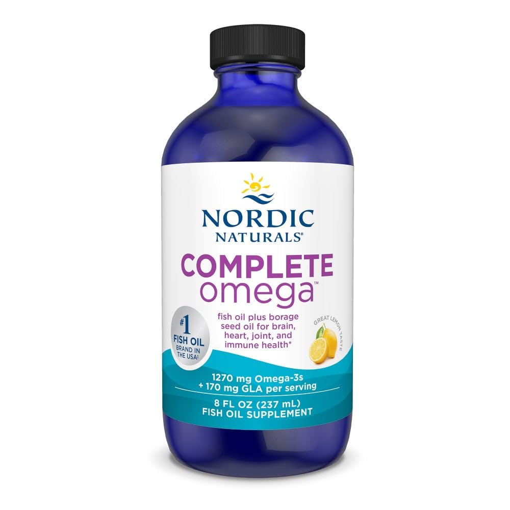 Nordic Naturals Complete Omega, Lemon Flavor - 8 oz - 1270 mg Omega-3 - EPA & DHA med Tilføjet GLA - Sund hud, Kognition, Positive Mood - ikke-GMO - 48 Serveringer