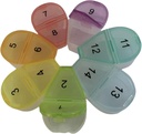 14 Dag / 2 Uge Pill Organizer - Flower Shaped Weekly Pill Box med 14 Compartments (1-14 Numbered) Medication 124; 7 Color- Coded Petals for Medication Storage 124; Portable Travel Pill Case til hjemmet og udendørs brug
