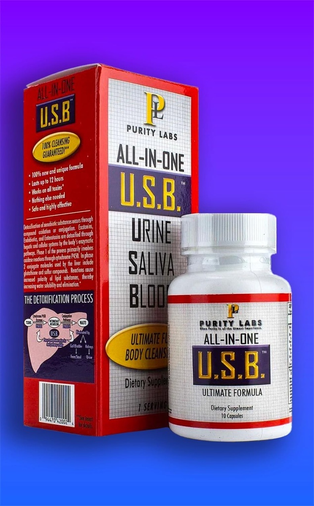 U.S.B. Renhed Labs All- in- One USB Ultimate Formel afgiftning Supplement, 10 Kapsler