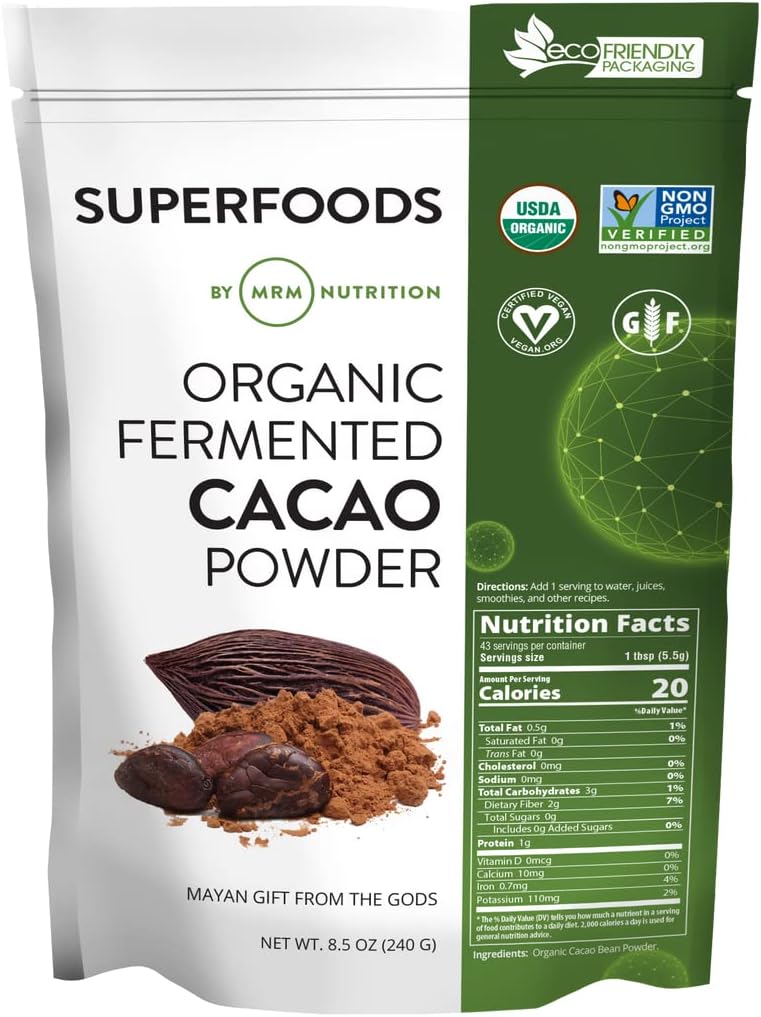 MRM Nutrition Organic Fermented Cacao Powder Medic124; Superfood Medical 124; Antioxidant- rich Medical 124; Gluten free + vegan Medical 124; 43 portioner