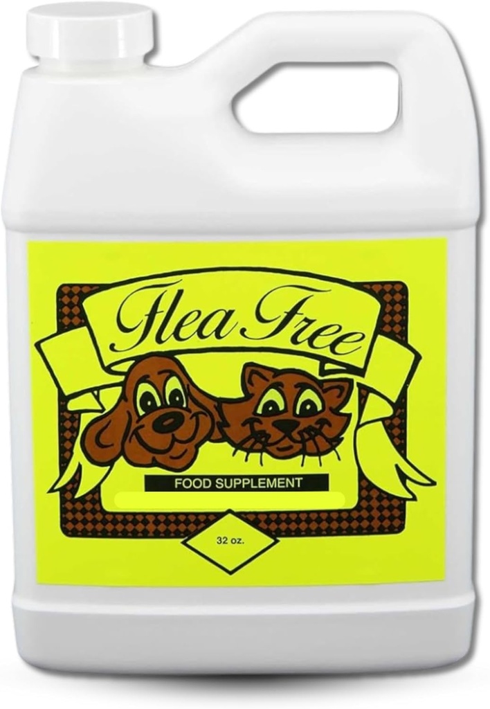 Flea Free Pure Organic Food Supplement - Anti- Flea Formel Dog Vitamin - Hundevitaminer og Kosttilskud - Hundemultivitamin for at undgå blod- fodring Insekter - Multivitamin til hunde Kemisk-fri (32 oz)