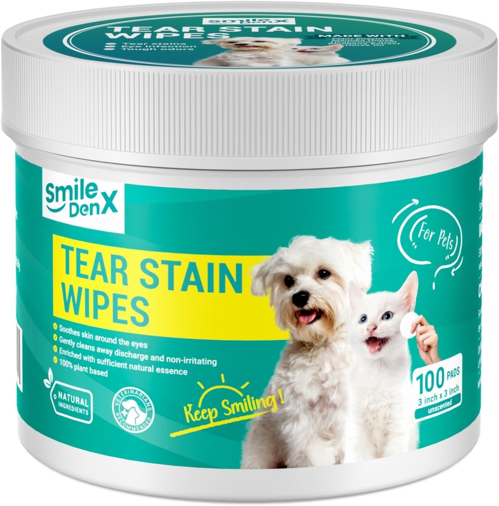 Hundeøjenvipper, Gentle Eye-vipper til hunde og katte, Pet Eye Cleaner Wash Fjerner udledning, skorpe, affald, og Gunk (100, Unduft)
