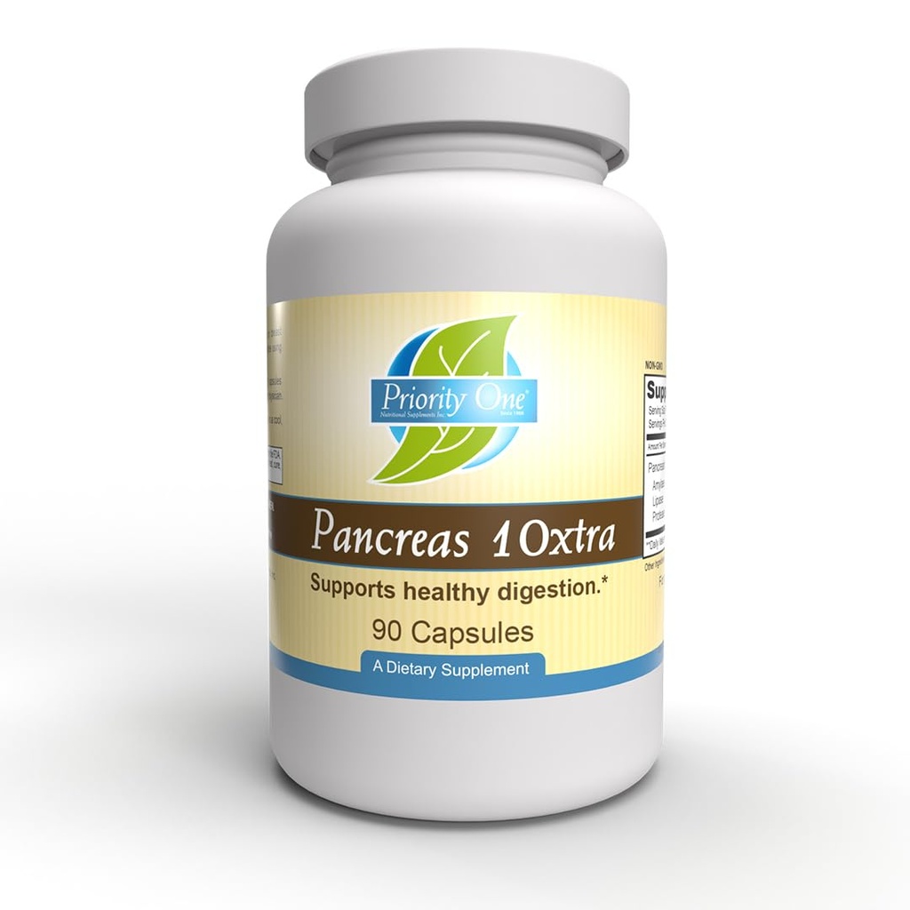 Prioriteret en Vitaminer Pancreas 10xtra 90 Kapsler - Pancreatiske enzymer amylase, lipase, og protease naturligvis støtte sund fordøjelse. *