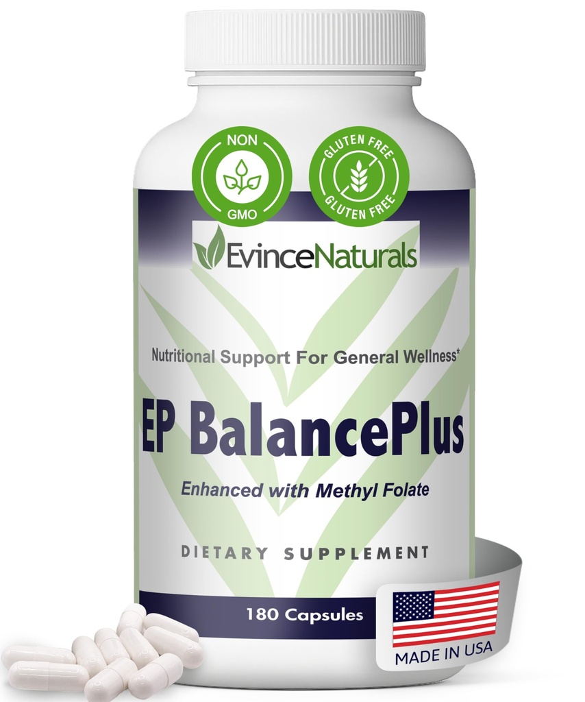 EP BalancePlus Multivitamin til voksne - Multivitamin til mænd og kvinder med vitaminer og mineraler - methylfolat & aminosyrer til ernæringsstøtte - General Wellness Supplement, 180 kapsler