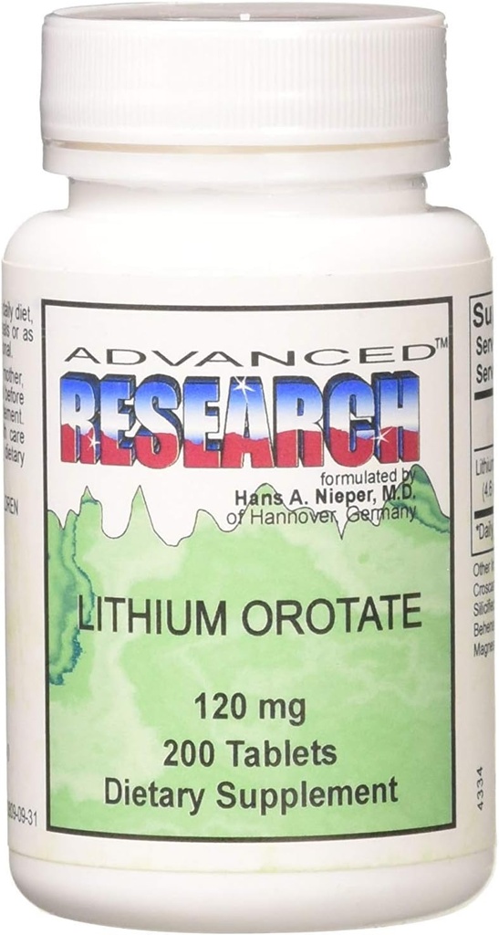Nutrient Carriers Advance Research Lithium Orotere 120 Mg 200 tabletter (pakke med 2)