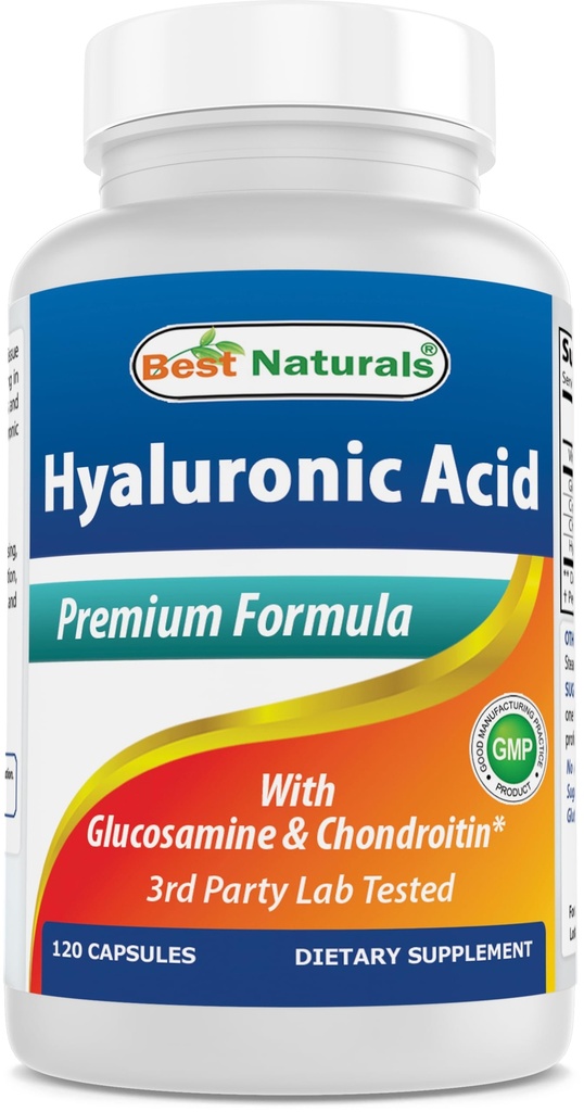 Bedste Naturals Hyaluronsyre 100 mg 120 kapsler - Support Sunde Joints og ungdommelige hud (859375002702)