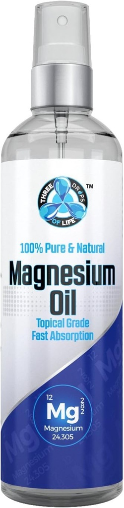 Pure Magnesium Oil Spray - Stor 8 fl oz, USP Grade, Pure 100% All Natural, Sourced Direkte fra Zechstein Seabed i Holland, Ingen Tilføjet Minerals, Official Distributor af Zechstein Inside