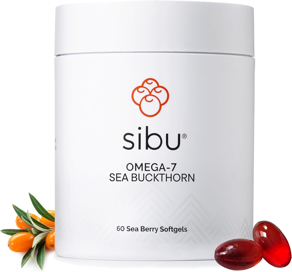 sibu Sea Buckthorn Omega- 7 Softgel Starter Kit (60ct, 30 Day Supply) - supplement til sund hud, hår, negle og tørhed