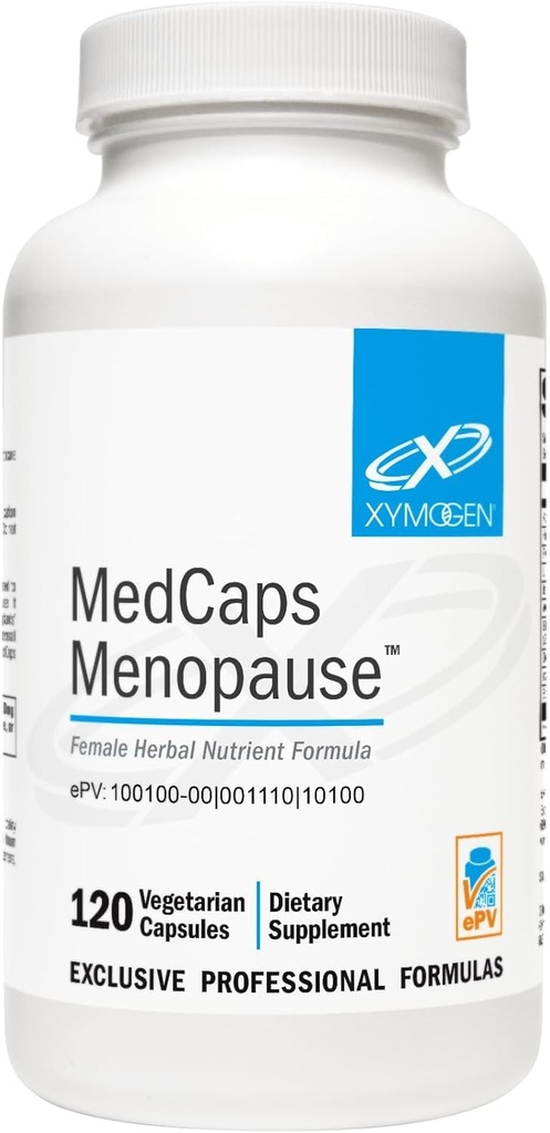 XYMOGEN Medhætter Menopause - Menopause Kosttilskud til kvinder - Lavet med Dong Quai, Isoflavoner, Ginseng Extract, Lakrids Root + Black Cohosh - Gluten Free (120 kapsler)
