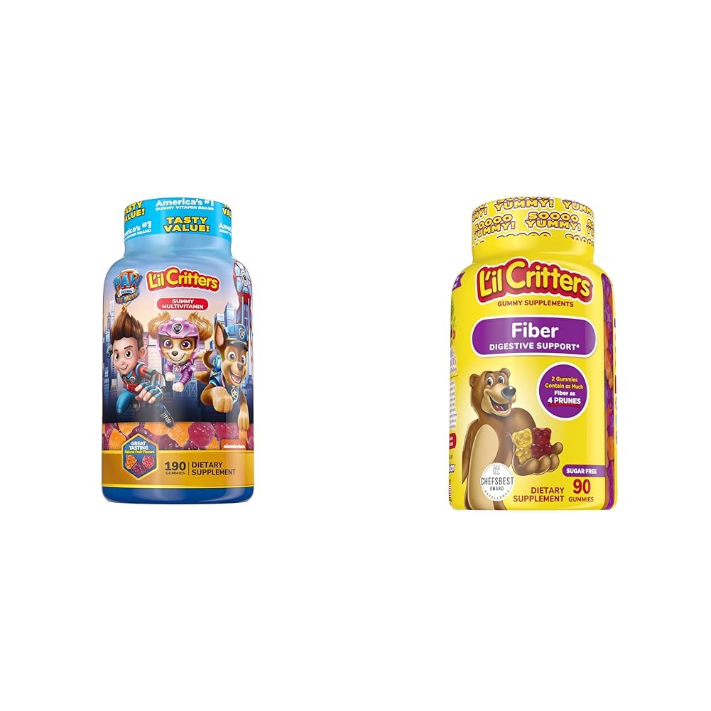 L 'il Critters Paw Patrol Gummy Vites Multivitamin for børn, 190 Gummies og L' il Critters Fiber Gummies Supplement for børn, 90 Gummies