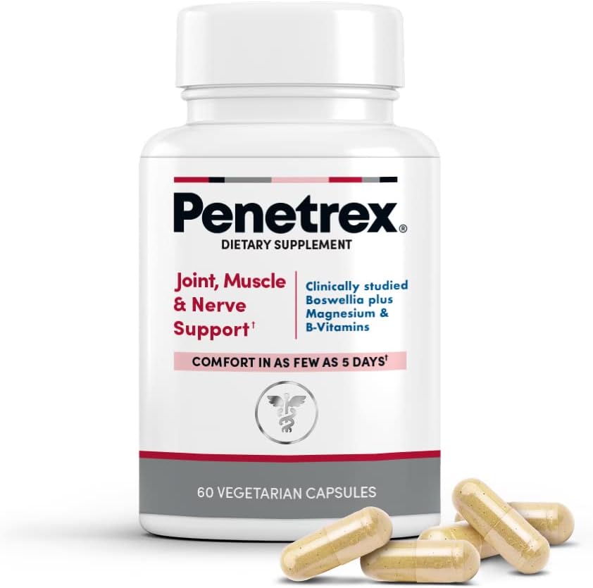 Penetrex Klinisk undersøgt Magnesium Glycinate supplement til fælles, Muskel & Nerve Support - Comfort i 5 dage med avanceret Boswellia Serrata Extract, D-vitamin, B, C (60 Greve - 1 Måned Supply)