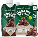 Rent Inspireret Klar til at drikke Økologisk Protein Shake, Dekadent Chokolade (12 Pack) - Plant-baserede RTD Nutritional Protein Drinks - Zero- Sugar & Gluten- Free Meal Erstatning Drink Flydende Protein
