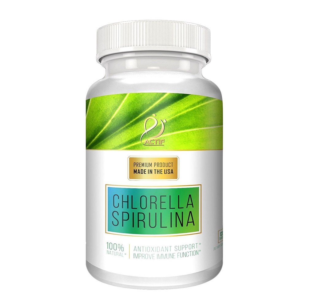 Aktivitet 100% Ocean Cleaned Organic Chlorella og Spirulina, Non- GMO, Bedste Detox og Vegansk Kost supplement, Lavet i USA - 120 tabletter