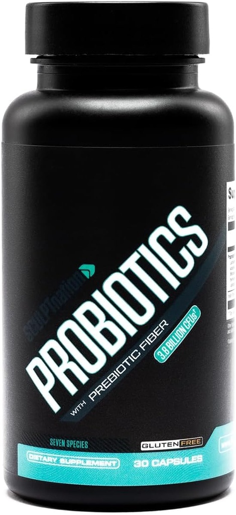 Schedpt Nation af V Shred Premium Probiotika - fordøjelsesstøtte & Gut Health Support - Hjælper med lejlighedsvis Forstoppelse, gas og bloating - 30-dages levering