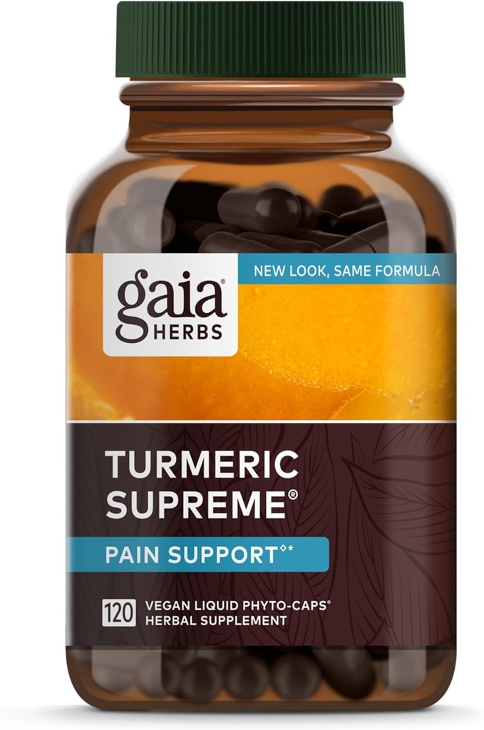 Gaia urter, gurkemeje, urtemedicin supplement med curcuminer, Vegansk flydende kapsler, 120 Greve