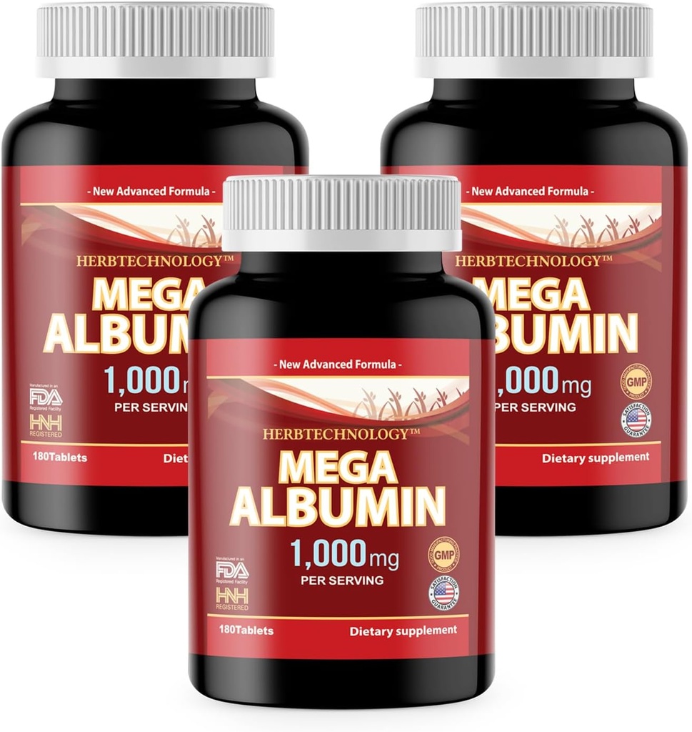 Dr.K & C HNHusa Mega Albumin Protein 1000mg 540 tabletter Sund Nyre Lever funktion Wellness Samlet sundhedsstøtte Energy Life Balance Supplement 180 tabs 3pk