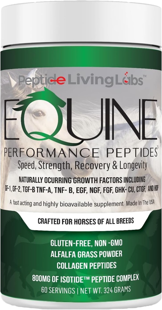 Equine Performance Peptider Hestepeptid, Organic Horse Supplement, Hoof Joint & Muscle Support, Vægt Gain for Heste, 60 Servering