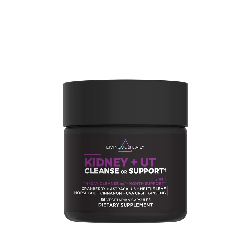 Livingood Daily Nyre Cleanse & Urinary Tract Support for Kvinder & Mænd, 14- Day Detox eller 28- Day Wellness Routine med Cranberry, Nettle Leaf, Astragalus & Kanel, Gluten Free, 56 Kapsler