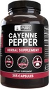 PURE ORIGINAL INGREDIENSER Cayenne Pepper (365 kapsler) Ingen Magnesium eller ris Fillers, Pure, Lab Verified
