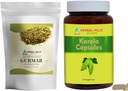 HERBAL HILLS Gurmar Tea Powder and Karela Capsules Pack of 2 Combo