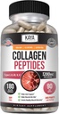 Kaya Naturals Multi Collagen Peptider Complex pulver til kvinder og mænd, type I, II, III, V & X; 180 Greve kapsler