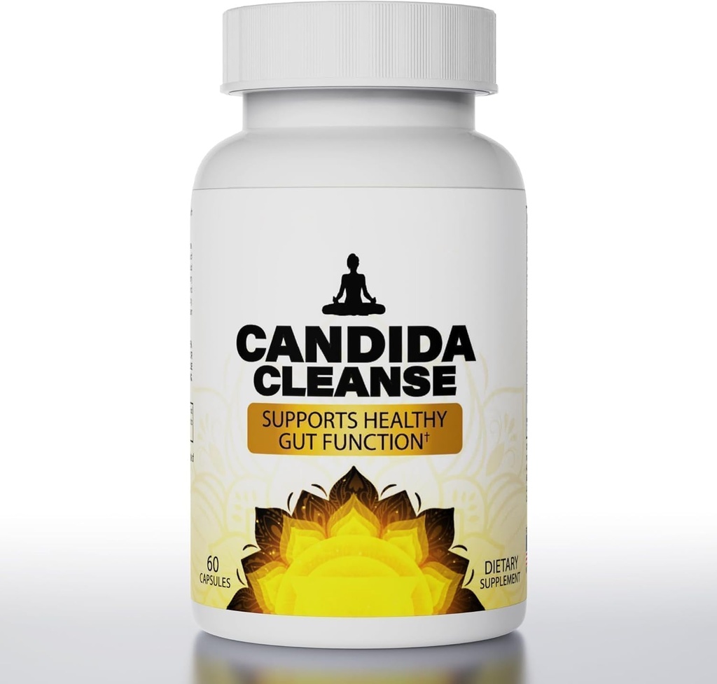 Candida Cleanse- Gut & Colon Support, Advanced Probiotic & Herbal Formel, Natural Herbal Formel, Oregano Leaf, Ormwood, Black Walnut, Captures Acid-1 for mænd og kvinder, 60 kapsler