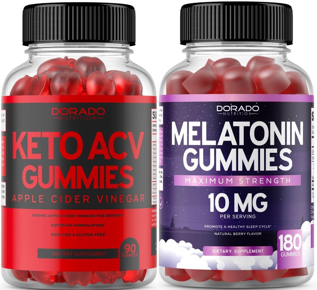 Keto ACV Gummies Avanceret vægttab (90 Greve) - Støtte sund fordøjelse & Metabolisme - Melatonin til voksne (180 Greve) - Hurtig opløsning Melatonin 20mg Gummies - Ikke GMO, Vegan & USA Made