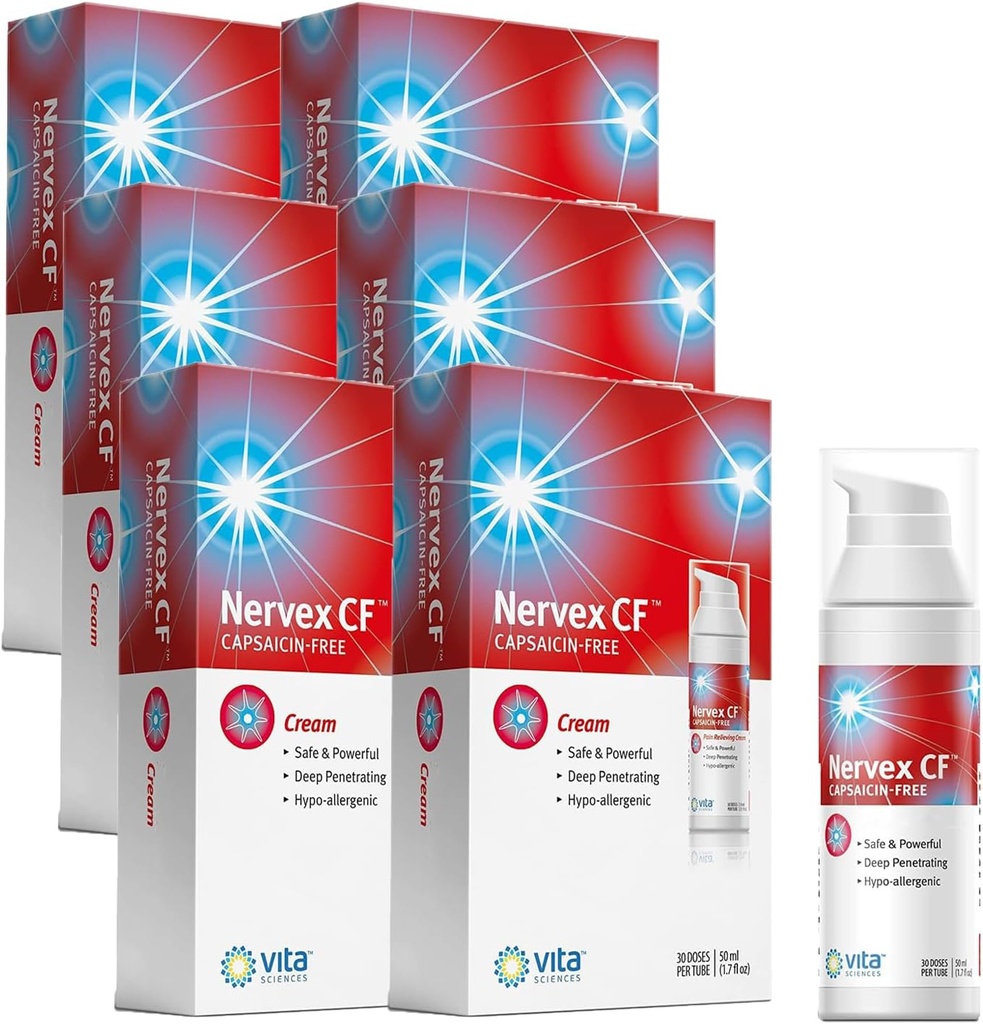 Vita Sciences Nervex CF neuropati Relief for hænder og fødder - Kraftfuld Cream Formel til brænding, Tingling, Numbness - med Arnica, B12, B1, B5, B6, E, MSM, Aloe, og kokosolie Base - pakke med 6