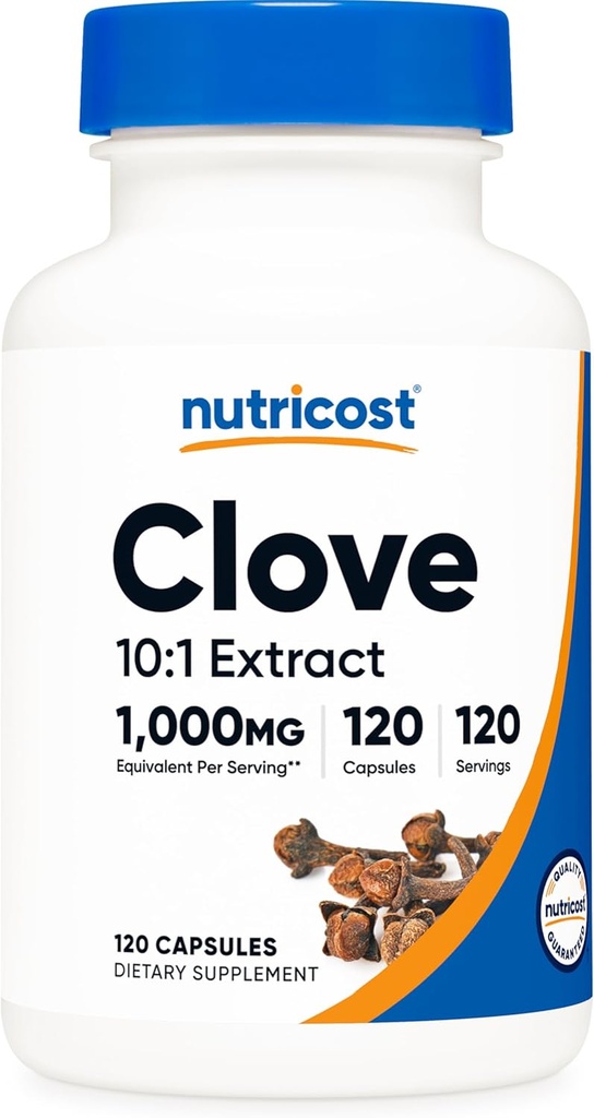 Nutricost Clove 10: 1 Extract 1000mg Ækvivalent per servering, 120 Kapsler - Vegan, GMO fri, Gluten fri