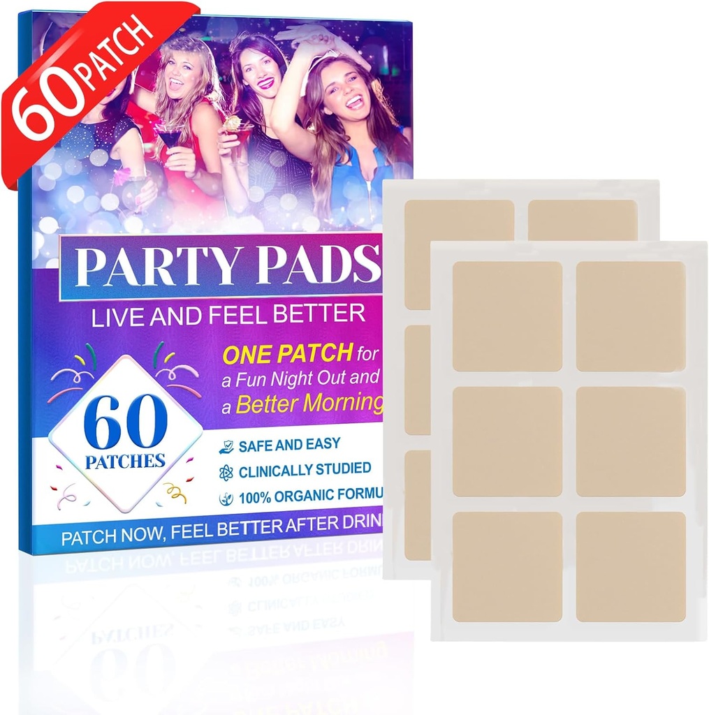 [60 Pack] Party Relief Patches Bruge The Patch Før Party Dricking Buddy Wake up with a Recovery Patch for a Better Day Buddy A Natural Patches.