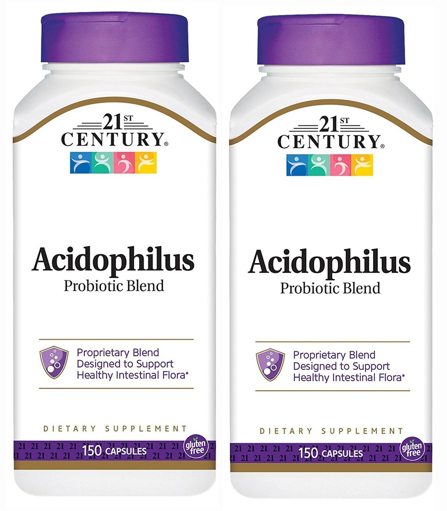 21. Century Acidophilus Probiotiske blend kapsler, 150- greve (pakke med 2)